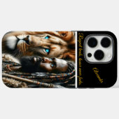 Coques Case-Mate iPhone Guerrier royal avec compagnon de lion. (Verso (horizontal))