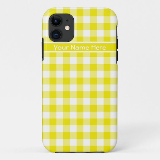 Coques Case-Mate iPhone Guingan de pays dans jaune citron et blanc (Dos)