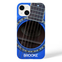 Guitare acoustique bleue personnalisée