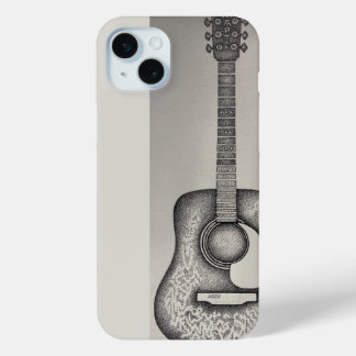Coque iPhone 15 Mini Guitare acoustique Martin noir et blanc