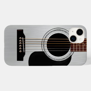 Coque Pour iPhone 14 Plus Guitare acoustique supérieure argentée