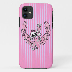 Coque iPhone 11 Guitare ailée avec un mignon crâne