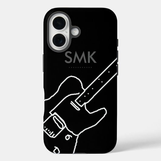 Coques Case-Mate iPhone Guitare avec nom noir (Verso)