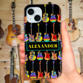 Coques Case-Mate iPhone Guitares colorées personnalisées en noir