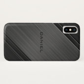 Coques Case-Mate iPhone Gunmetal Grey Texture Design Nom personnalisé (Dos (Horizontal))