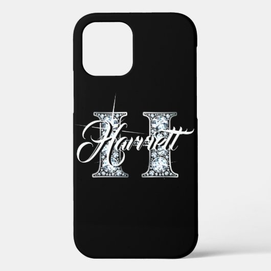 Coques Case-Mate iPhone H Faux Diamond Bling Monogramme (Verso)