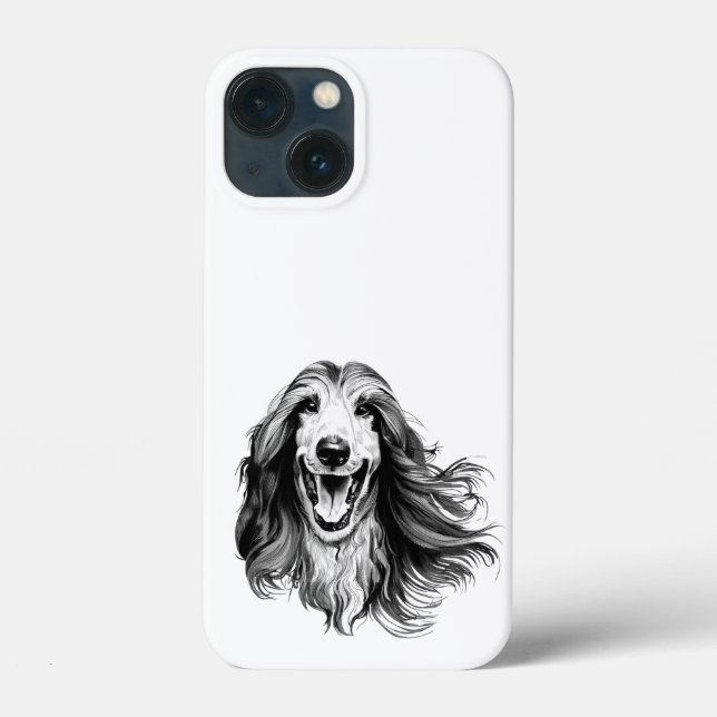 Coques Case-Mate iPhone Hachée afghane noire et blanche | Cute Hound (Verso)