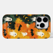 Coques Case-Mate iPhone Halloween artistique - Fantômes et chauves-souris (Verso (horizontal))