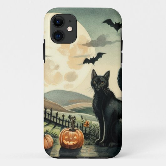 Coques Case-Mate iPhone Halloween/Automne/Automne/citrouille/chat (Dos)