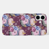COQUES Case-Mate iPhone HALLOWEEN BLEU PINK GRAY CITROUILLES & FLEURS (Verso (horizontal))