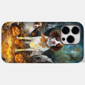 Coques Case-Mate iPhone Halloween Brittany Spaniel avec citrouilles effray (Verso (horizontal))