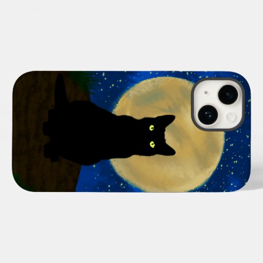 Coques Case-Mate iPhone Halloween Chat noir Silhouette Lune (Verso (horizontal))