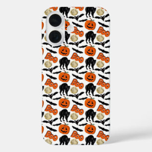 Coques iPhone 16 Halloween Chats Chat Citrouille Et Lune Dessin