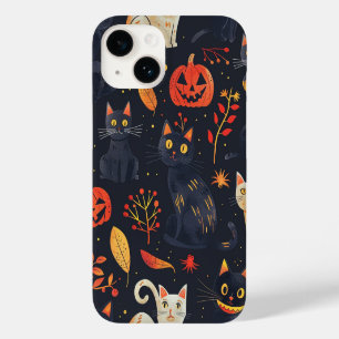 Coque Pour iPhone 14 Halloween Chats noirs et Lunes Drôle Enfants en cu