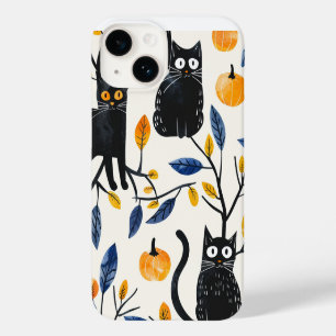 Coque Pour iPhone 14 Halloween Chats noirs et Lunes Drôle Witchy pour K