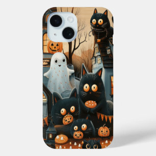 Coque Pour iPhone 15 Halloween Chats noirs et Lunes Enfants en cuisine