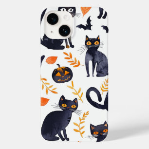 Coque Pour iPhone 14 Halloween Chats noirs et Lunes Enfants en cuisine