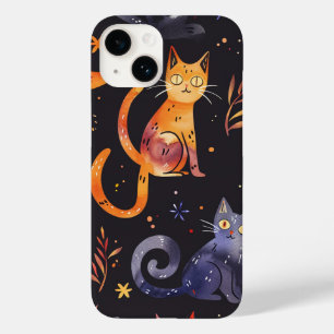 Coque Pour iPhone 14 Halloween Chats noirs et Lunes Enfants en cuisine
