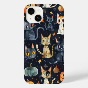 Coque Pour iPhone 14 Halloween Chats noirs et Lunes Enfants en cuisine