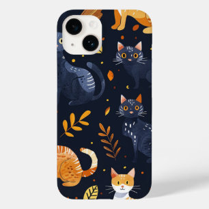 Coque Pour iPhone 14 Halloween Chats noirs et Lunes Enfants en cuisine 