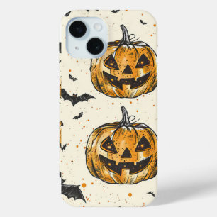 Coque Pour iPhone 15 Halloween Citrouille et chauves-souris Motif autom