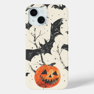 Coque Pour iPhone 15 Halloween Citrouille et chauves-souris Motif autom