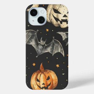 Coque Pour iPhone 15 Halloween Citrouille et chauves-souris Motif autom