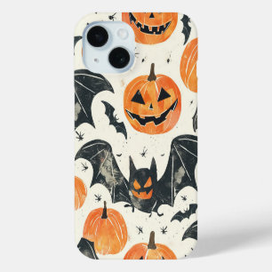 Coque Pour iPhone 15 Halloween Citrouille et chauves-souris Motif autom