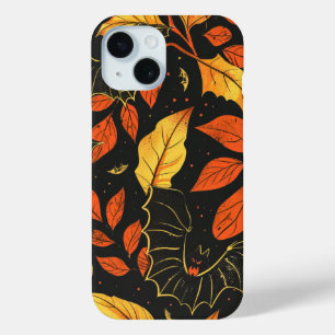 Coque Pour iPhone 15 Halloween Citrouille et chauves-souris Motif autom
