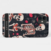 Coques Case-Mate iPhone Halloween Crâne Roses rouges Personnalisé (Dos (Horizontal))