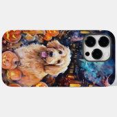 Coques Case-Mate iPhone Halloween Goldendoodle avec la peur Citrouille (Verso (horizontal))