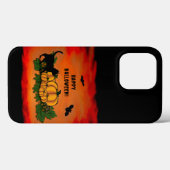 Coques Case-Mate iPhone Halloween heureux, Chat noir, Chat et Citrouille (Verso (horizontal))