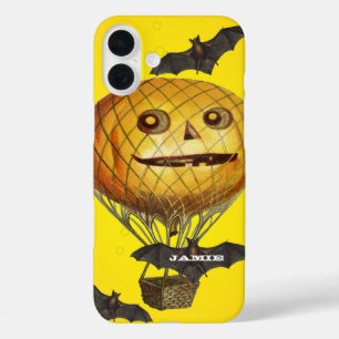 iPhone 16 Plus Case Halloween Homme et chauves-souris Citrouille Vinta