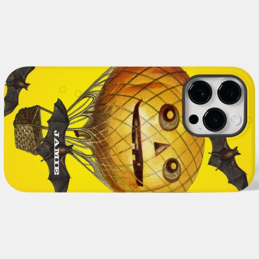 Coques Case-Mate iPhone Halloween Homme et chauves-souris Citrouille Vinta (Verso (horizontal))