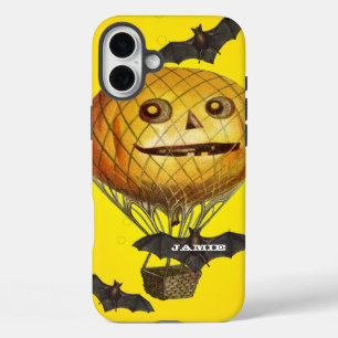 Coques iPhone 16 Plus Halloween Homme et chauves-souris Citrouille Vinta