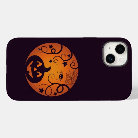 Coques Case-Mate iPhone Halloween Jack-o'-lantern citrouille visage et ara (Verso (horizontal))
