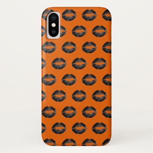 Coques Case-Mate iPhone Halloween Lèvres Noires Orange (Dos)