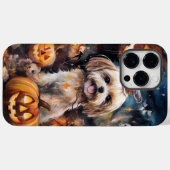 Coques Case-Mate iPhone Halloween Lhassa Apso Avec Peur Citrouille (Verso (horizontal))