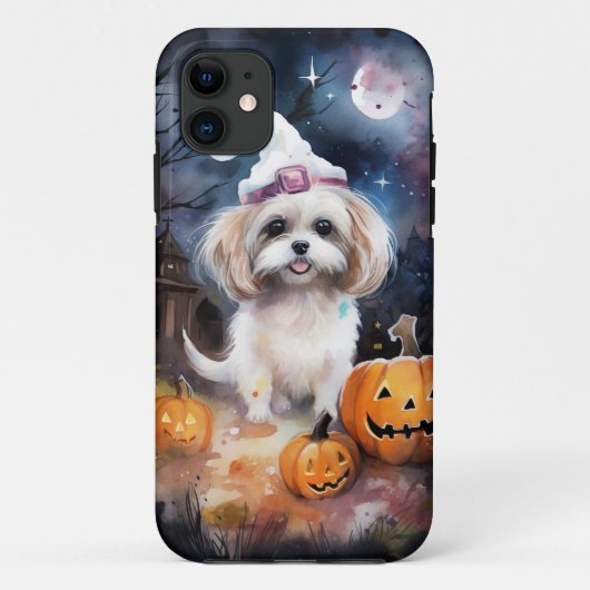Coques Case-Mate iPhone Halloween Malti Tzu Avec Peur Citrouille (Dos)