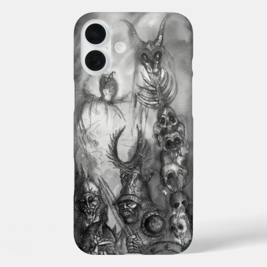Coques Case-Mate iPhone HALLOWEEN MONSTERS / ORK WAR Imaginaire noir blanc (Verso)