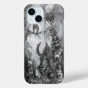 Coque Pour iPhone 15 HALLOWEEN MONSTERS / ORK WAR Imaginaire noir blanc