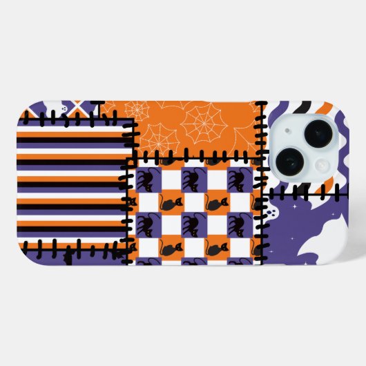 Coques Case-Mate iPhone Halloween Patchwork Chats Fantômes (Verso (horizontal))