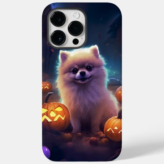 Coques Case-Mate iPhone Halloween Poméranien Avec La Peur Citrouille (Verso)