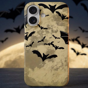 Coques iPhone 16 Halloween Récolte Pleine Lune Et Chauves-Souris En