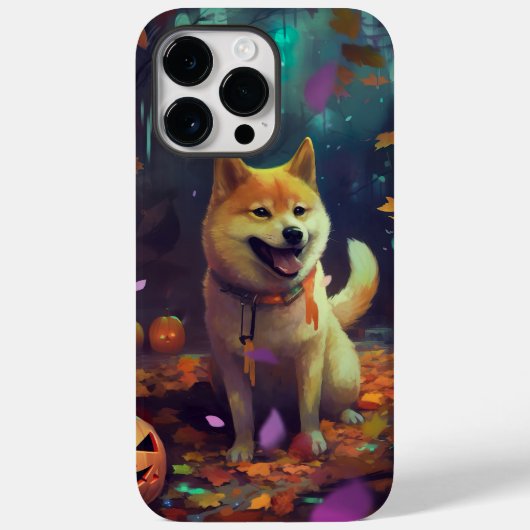 Coques Case-Mate iPhone Halloween Shiba Inu Avec La Peur Citrouille (Verso)