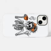 Coques Case-Mate iPhone Halloween Skeleton Messy Bun Coffee (Verso (horizontal))