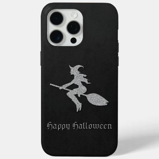 Coques Case-Mate iPhone Halloween sorcière volante en argent (Verso)