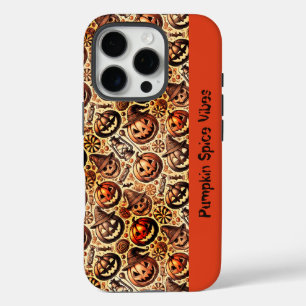 Coques iPhone 16 Pro Halloween vibes orange brun élégant