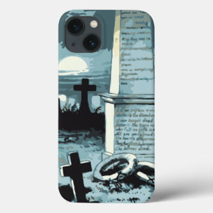 iPhone 13 Case Halloween vintage, cimetière effrayant avec tombes