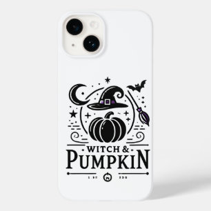 Coque Pour iPhone 14 Halloween Witch Casquette et Citrouille Design Mag